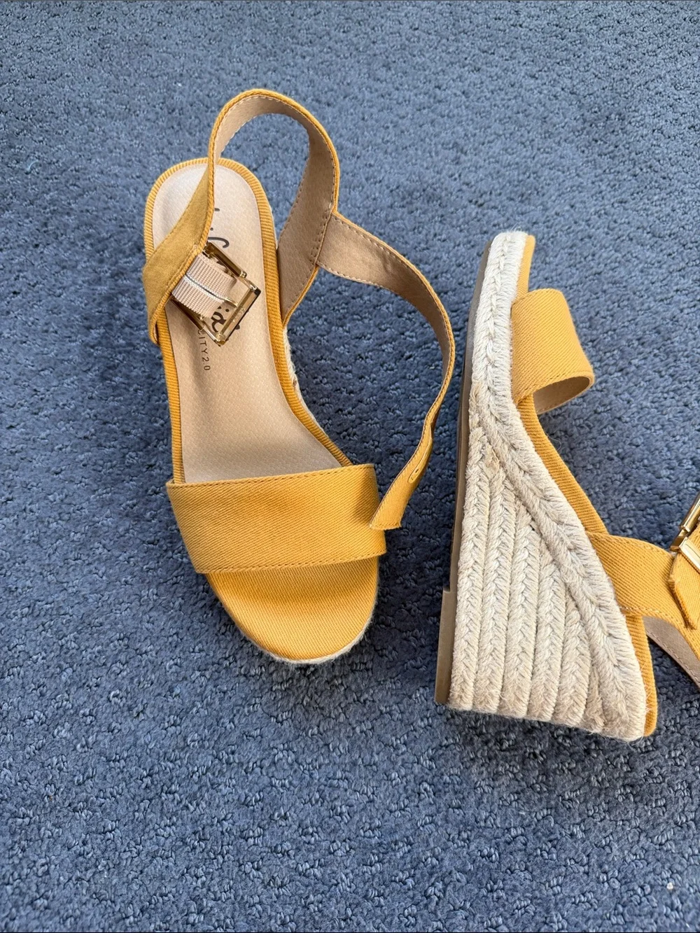 Life Stride Beige Canvas Espadrille Wedge Sandals